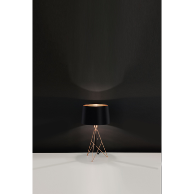 CAMPORALE Lampa stołowa E27 IP20 miedziana z czarnym abażurem