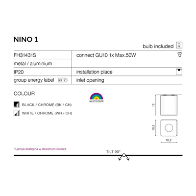 NINO 1 Lampa sufitowa czarny/aluminium