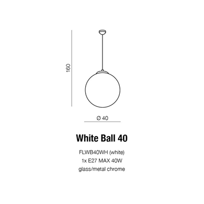 WHITE BALL 40 Lampa wisząca biała