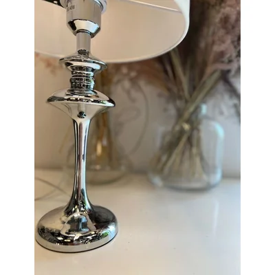 ABU DHABI Lampa stołowa E27 IP20 chrom z białym abażurem