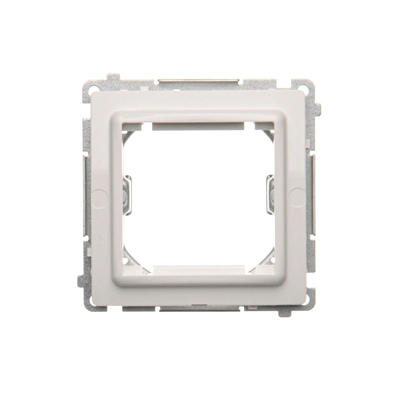 Adapter (przejściówka) na osprzęt standardu 45x45 mm. Montaż do puszki na łapki i wkręty, biały