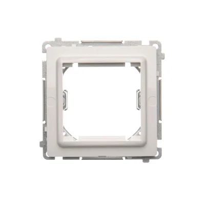 Adapter (przejściówka) na osprzęt standardu 45x45 mm. Montaż do puszki na łapki i wkręty, biały