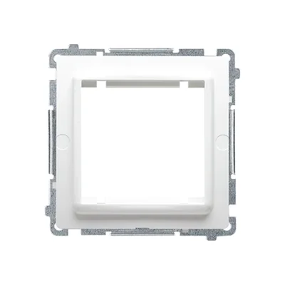 Adapter (przejściówka) na osprzęt standardu 45x45 mm. Montaż do puszki na łapki i wkręty, biały