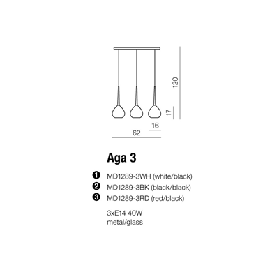 AGA 3 Lampa wisząca biała
