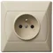 AKCENT Gniazdo pojedyncze z uziemieniem, beżowy, wyposażone w przesłony torów prądowych
