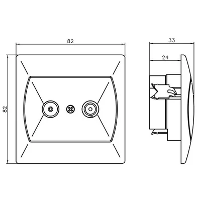 AKCENT Gniazdo RTV końcowe GAR, 2,5-3 dB brązowy