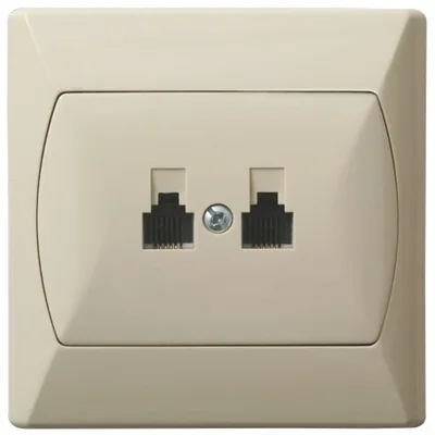 AKCENT Gniazdo telefoniczne podwójne równoległe beżowy