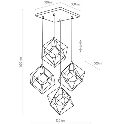 ALAMBRE Lampa wisząca poczwórna czarna/złota