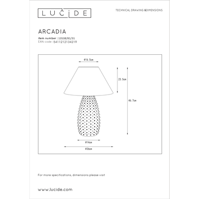Arcadia Lampa stołowa biała