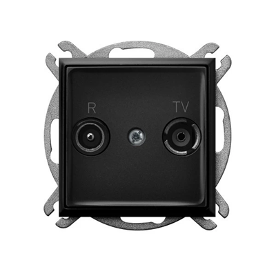 ARIA Gniazdo RTV przelotowe 14-dB czarny metalik