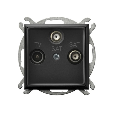 ARIA Gniazdo RTV-SAT z dwoma wyjściami SAT czarny metalik