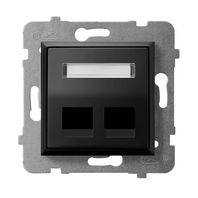 ARIA Obudowa gniazda podwójnego typu Keystone skośna czarny metalik