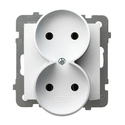 AS Gniazdo podwójne bez ramki białe