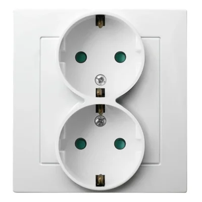 AS Gniazdo podwójne z uziemieniem z przesłonami torów prądowych białe