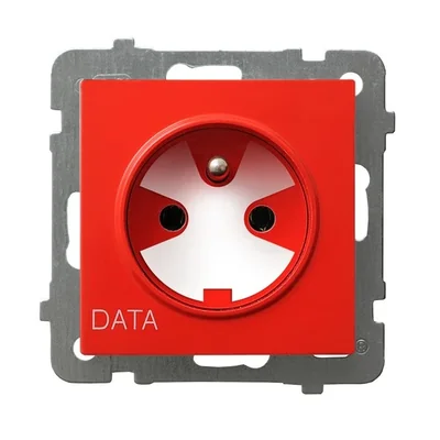 AS Gniazdo pojedyncze z uziemieniem DATA czerwone z kluczem uprawniającym
