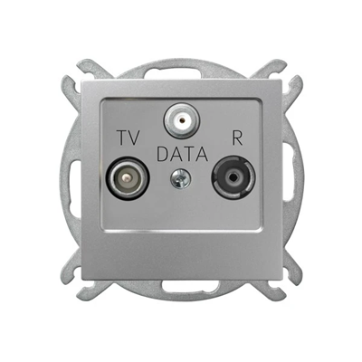 AS Gniazdo RTV DATA srebrny