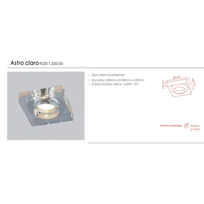 Astro Claro Lampa sufitowa wpuszczana chrom