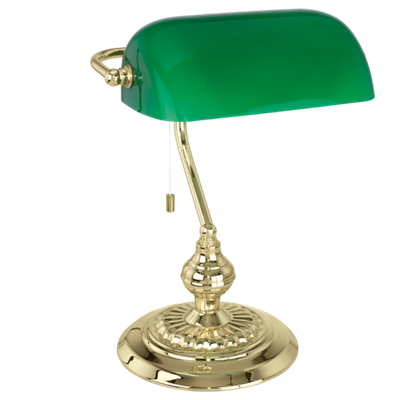 Banker Lampa biurkowa mosiądz/zielona