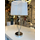 BELLO Lampa stołowa E27 IP20 chromowa z białym abażurem
