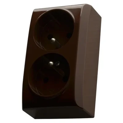 BIS Gniazdo podwójne z uziemieniem brązowy