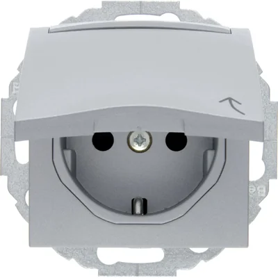 B.KWADRAT/B.3/B.7 Gniazdo SCHUKO z pokrywą i polem opisowym aluminium