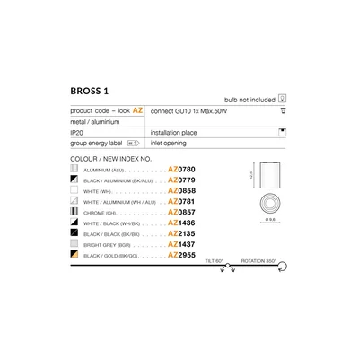 BROSS 1 Lampa sufitowa jasnoszara