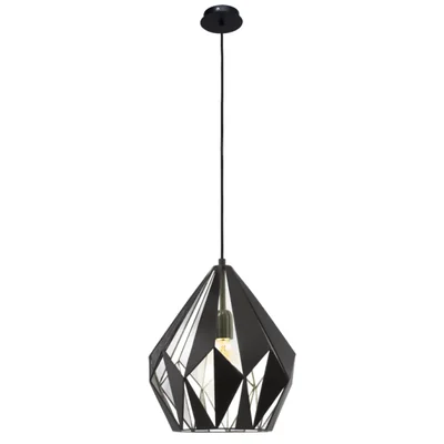 CARLTON 1 Lampa wisząca 31 cm czarna srebrna