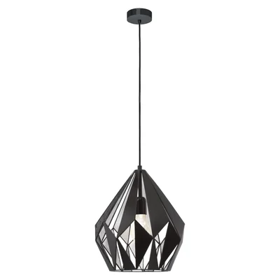 CARLTON 1 Lampa wisząca 31 cm czarna srebrna