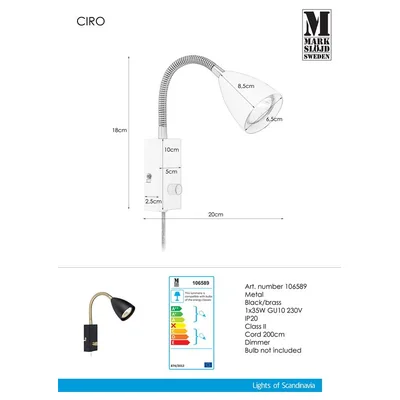 CIRO Lampa ścienna 20 cm czarno-złota