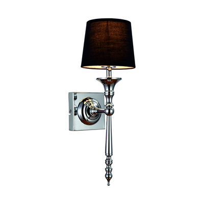 CLOE Lampa ścienna E27 IP20 srebrna z czarnym abażurem