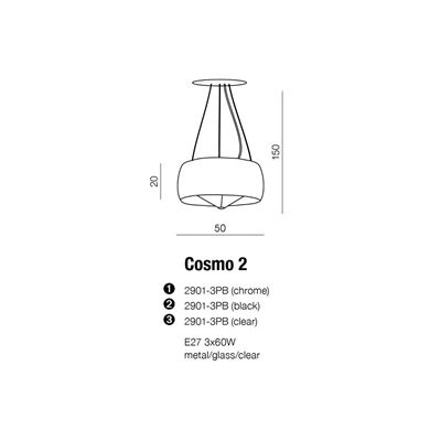 COSMO 2 Lampa wisząca przeźroczysta