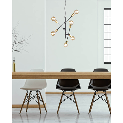 CROSS Lampa wisząca siedmiopuntkowa 91cm czarna