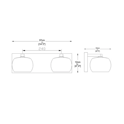 CRYSTAL Lampa ścienna podwójna 37 cm chrom