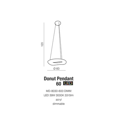 DONUT PENDANT CCT 60 Lampa wisząca biała
