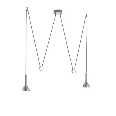 DROPS Lampa wisząca podwójna aluminium szczotkowane