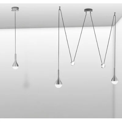 DROPS Lampa wisząca podwójna aluminium szczotkowane