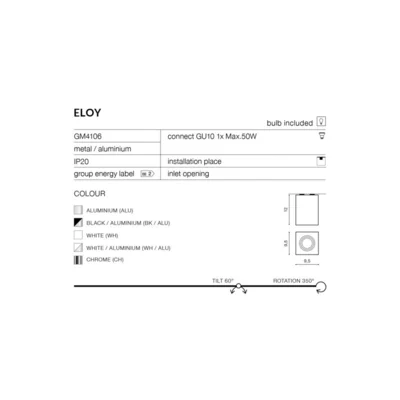 ELOY Lampa sufitowa czarny/aluminium