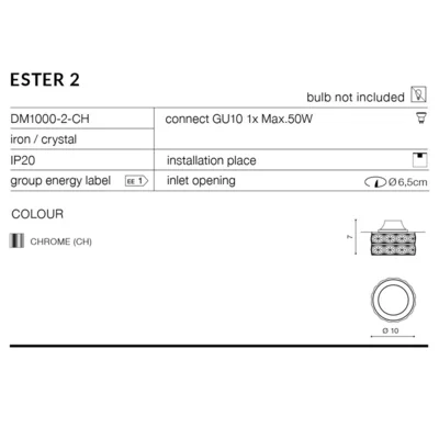 ESTER 2 Lampa sufitowa wpuszczana chrom