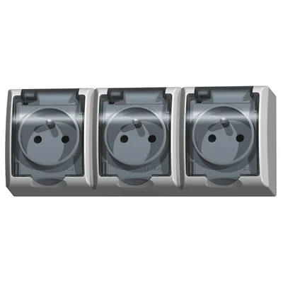 FALA Gniazdo potrójne z uziemieniem, , wieczko przeźroczyste, biały