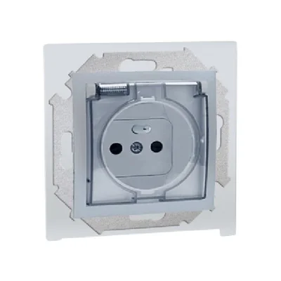 Gniazdo 2P+Z IP44 (bez uszczelki) z przesłonami torów aluminium