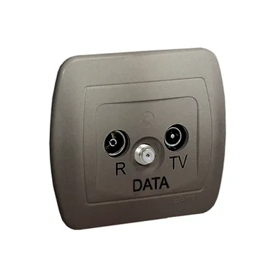 Gniazdo antenowe R-TV-DATA satyna (metalik)