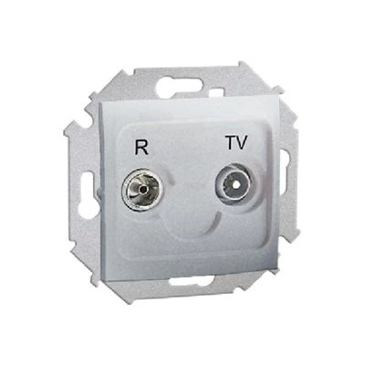 Gniazdo antenowe R-TV przelotowe 14dB (moduł) aluminium (metalik)