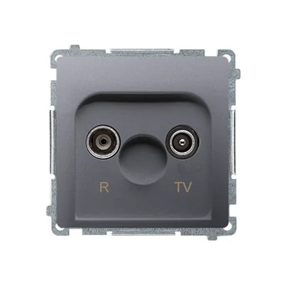 Gniazdo antenowe R-TV przelotowe (moduł) tłumienie 10dB inox (metalik)