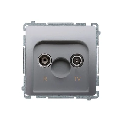 Gniazdo antenowe R-TV przelotowe (moduł) tłumienie 10dB inox (metalik)