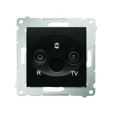 Gniazdo antenowe R-TV przelotowe (moduł) tłumienie TV i R 10dB antracyt (metalik)