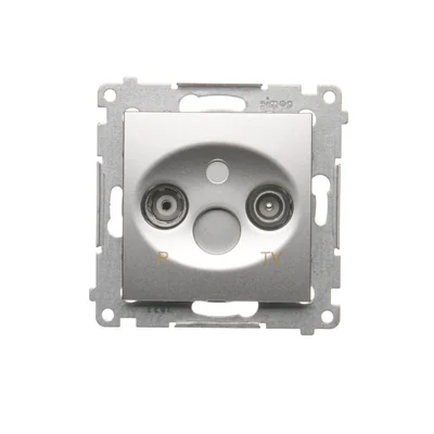 Gniazdo antenowe R-TV przelotowe (moduł) tłumienie TV i R 10dB srebrny (metalik)