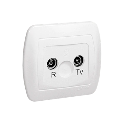 Gniazdo antenowe R-TV przelotowe tłum. 10dB białe