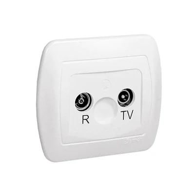 Gniazdo antenowe R-TV przelotowe tłum. 10dB białe