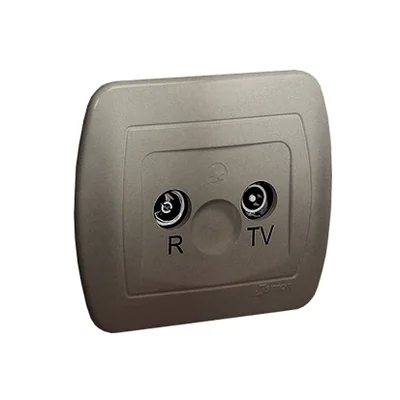 Gniazdo antenowe R-TV przelotowe tłum. 10dB satyna (metalik)