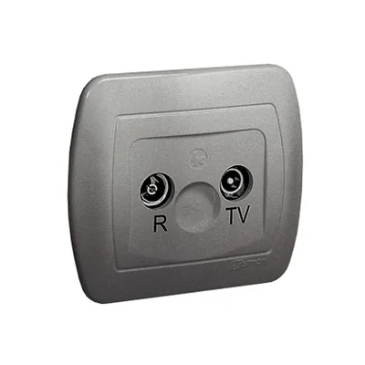 Gniazdo antenowe R-TV przelotowe tłum. 10dB srebrny (metalik)